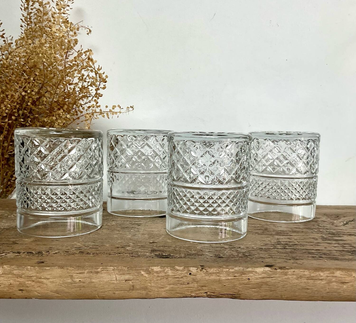 4 vintage whiskey glasses