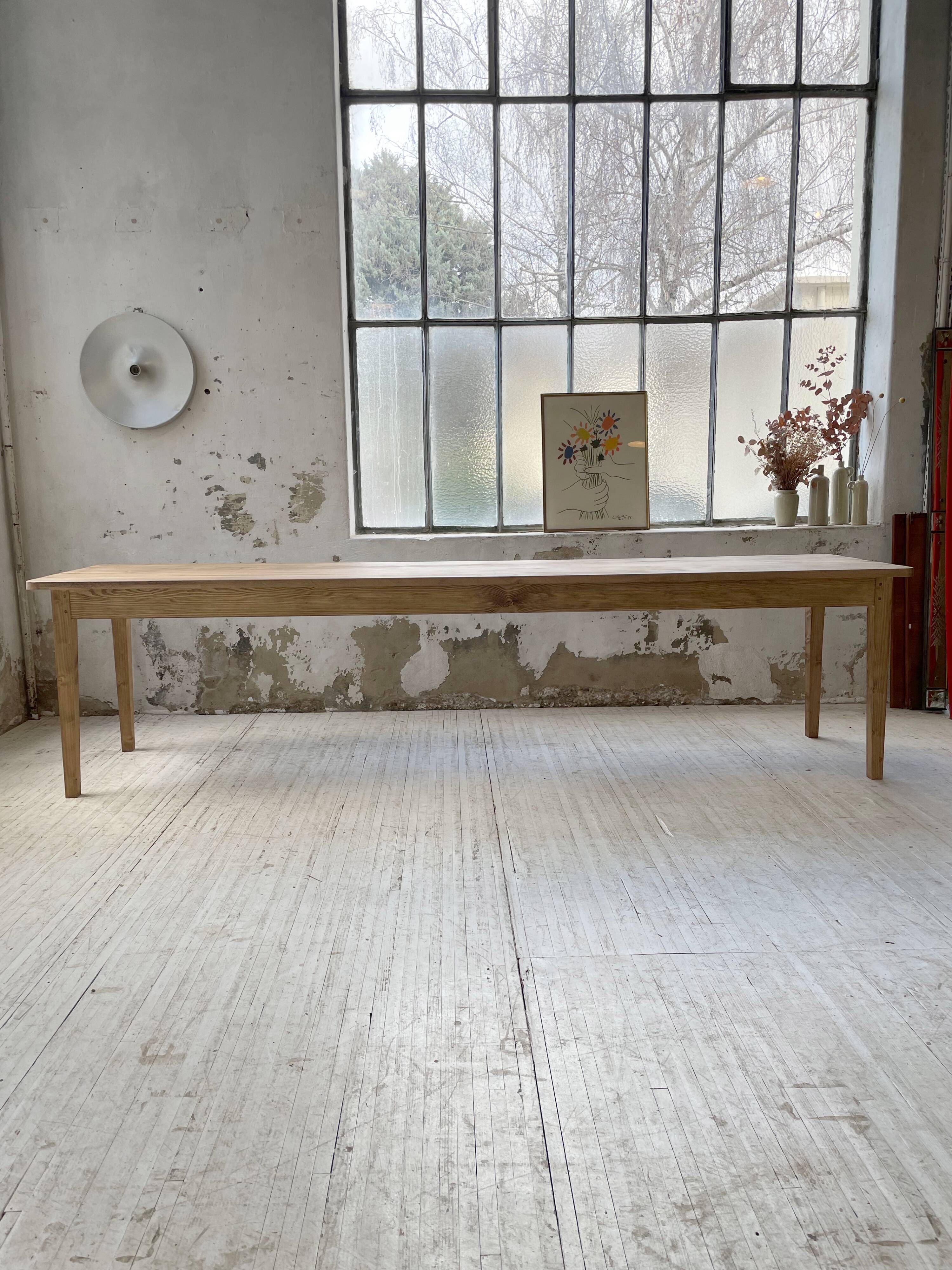 XL farmhouse table in beech and pine 3m