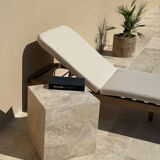 Side table, "cube" end table in travertine.