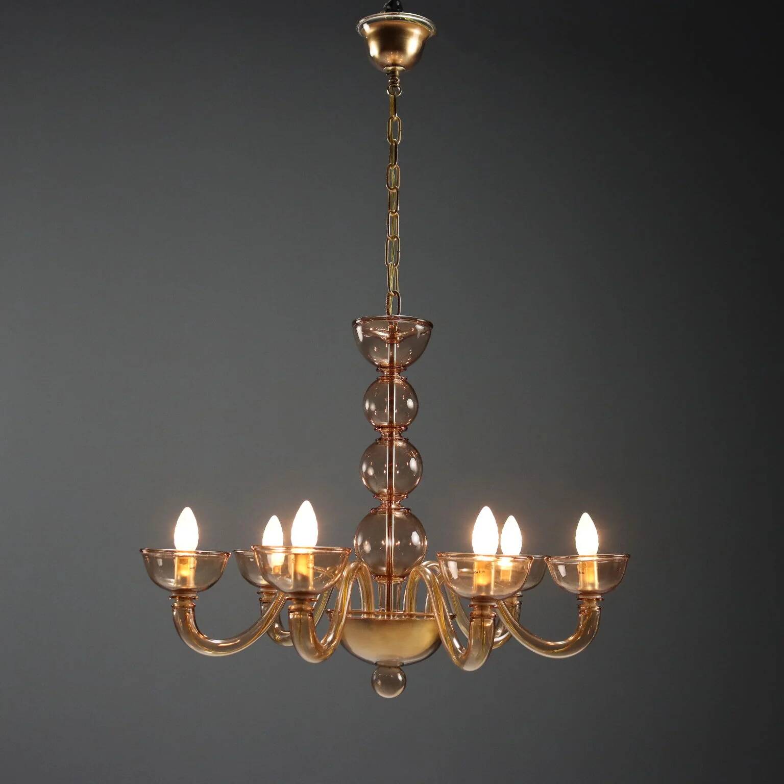 Venetian blown glass chandelier - Mid-20th century Murano