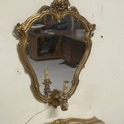 Pair of wall-mounted consoles with a mirror in Louis XV style.