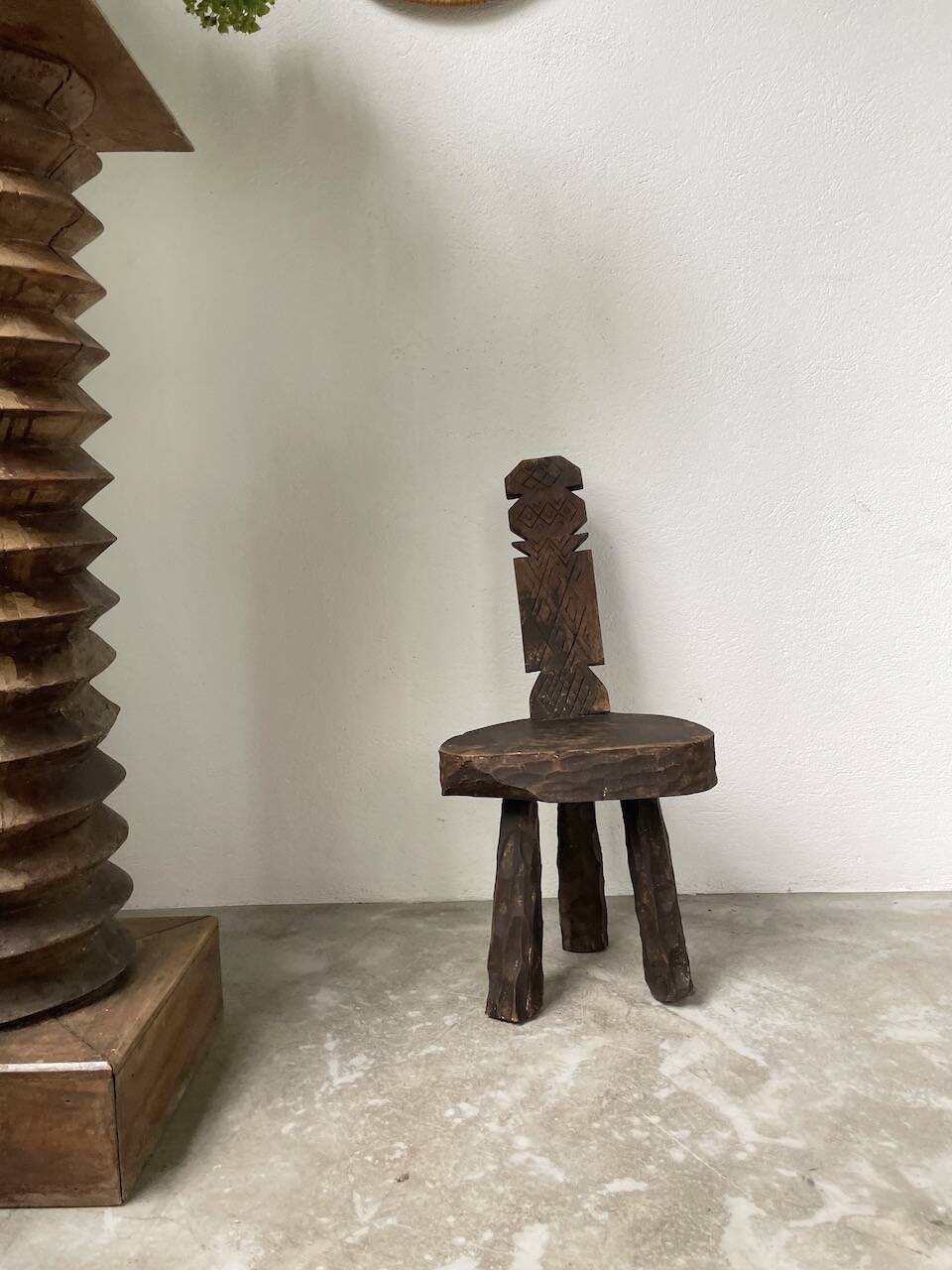 Brutalist stool with African influence