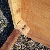 Teak dining table with illustrated top