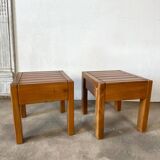 Pair of solid elm bedside tables
