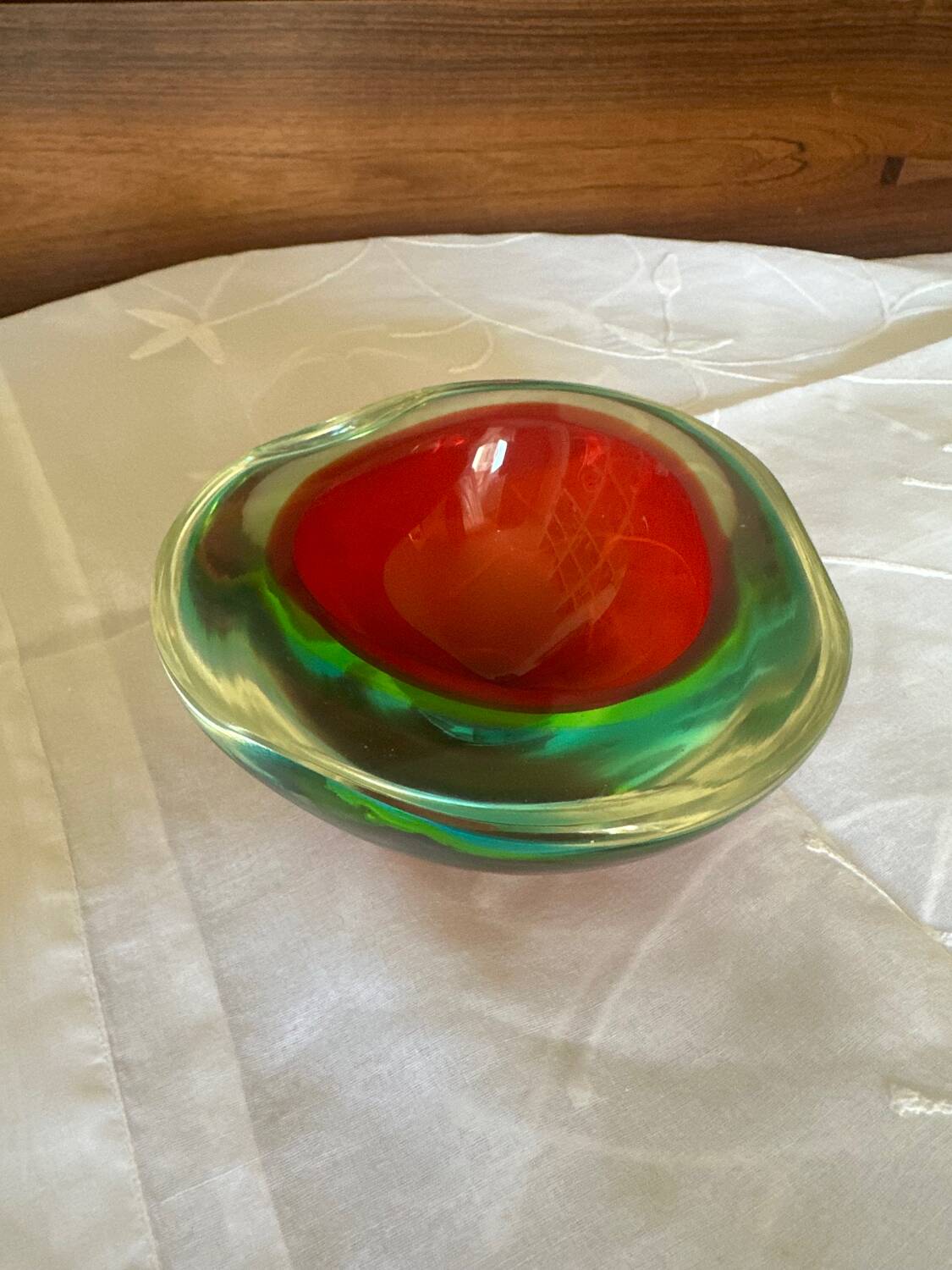 Ashtray glass "Sommerso" Flavio Poli Murano Vintage 1
