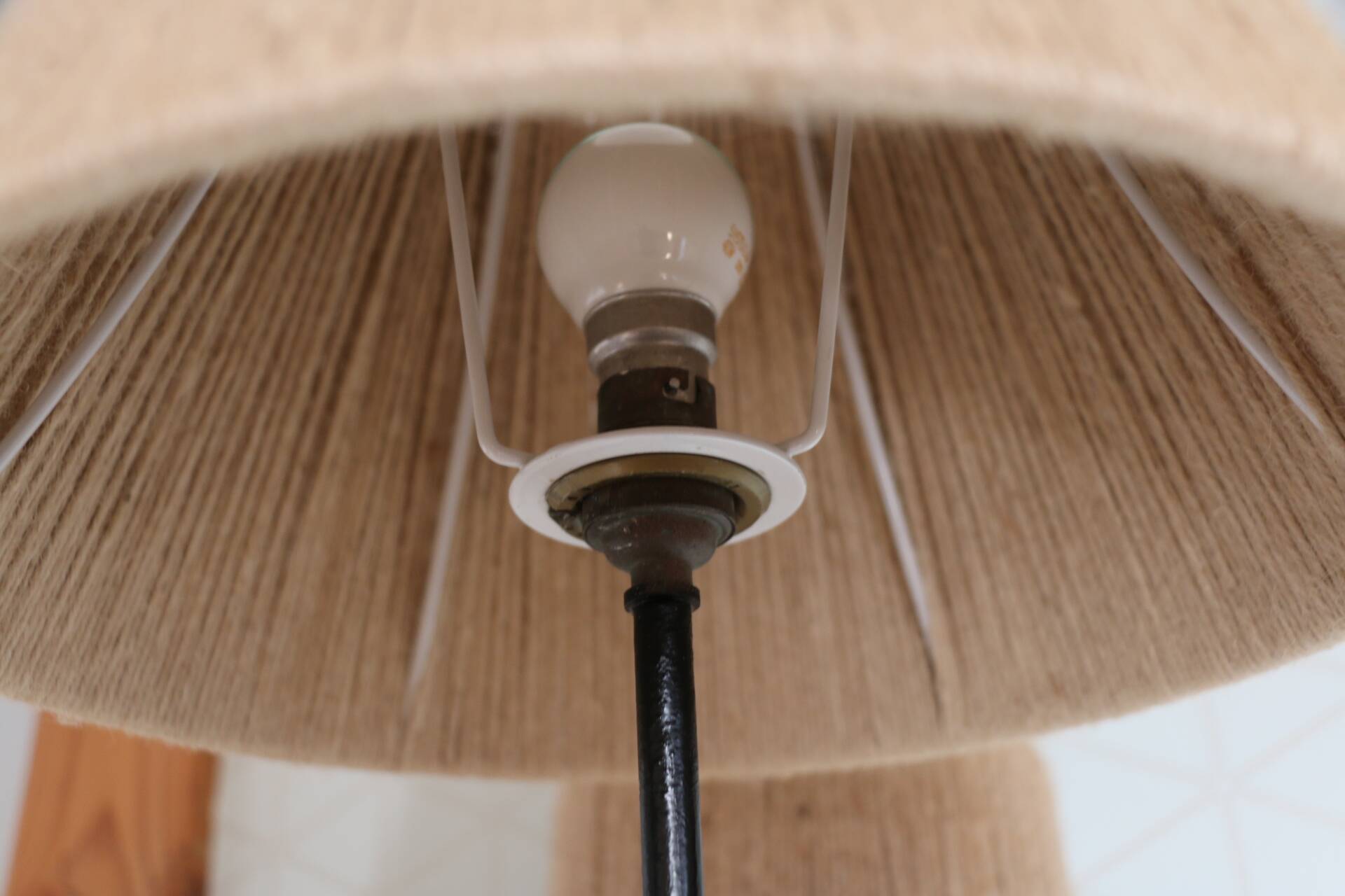 Black metal tripod floor lamp 1950