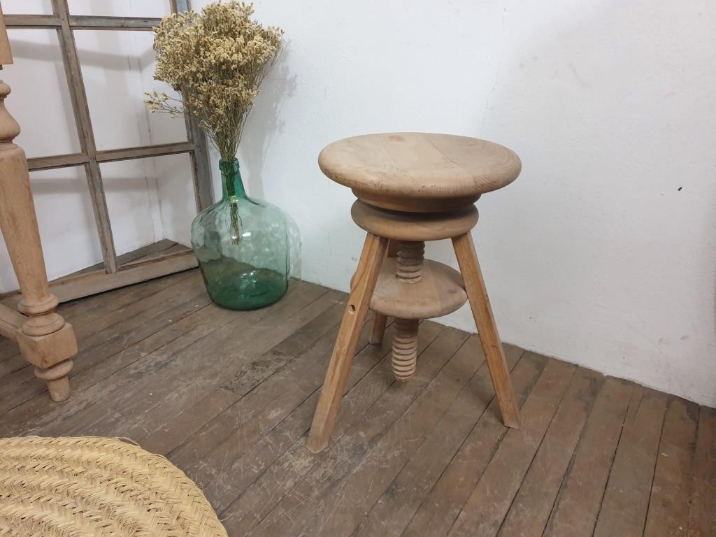 Vintage screw stool - Natural wood stool