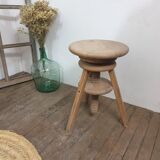 Vintage screw stool - Natural wood stool