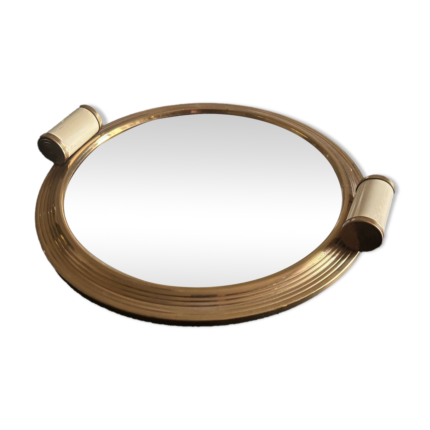 Art Deco mirror and brass tray