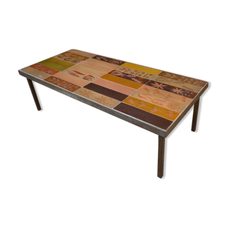 Table basse vintage Capron 1970 en céramique