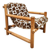 Scandinavian vintage pine lounge chair Hameen Kalustaja