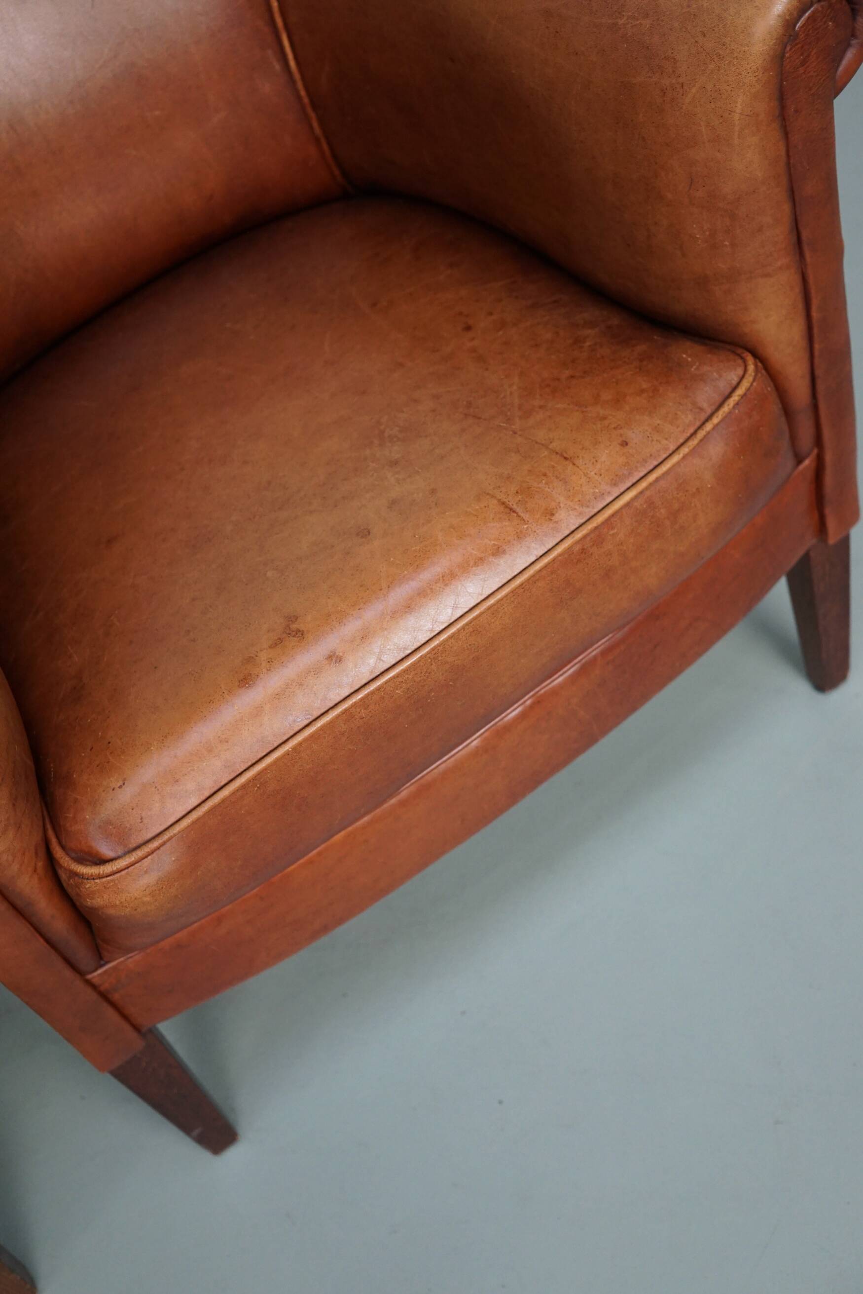Vintage Dutch Leather Club Chairs, Set of 2