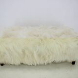 1930s Extraordinary Art Deco Ottoman in Sheepskin Upholstery, Czechoslovakia