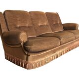 Vintage 3-seater brown velvet sofa - 60s/70s