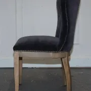 Vintage Office or Dining Chair in Navy Blue Velvet with Halo Studs