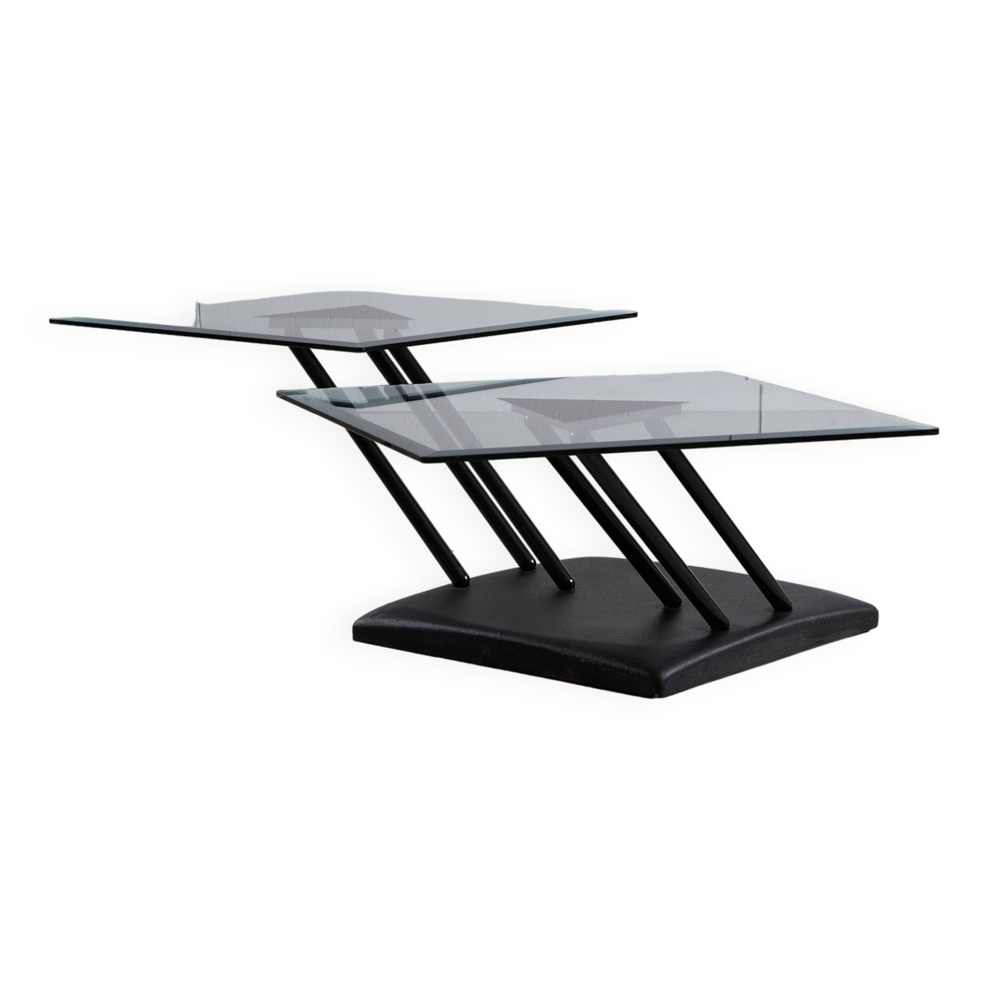 Italian Post-modern Glass Coffee Table for Bellato, 1980s