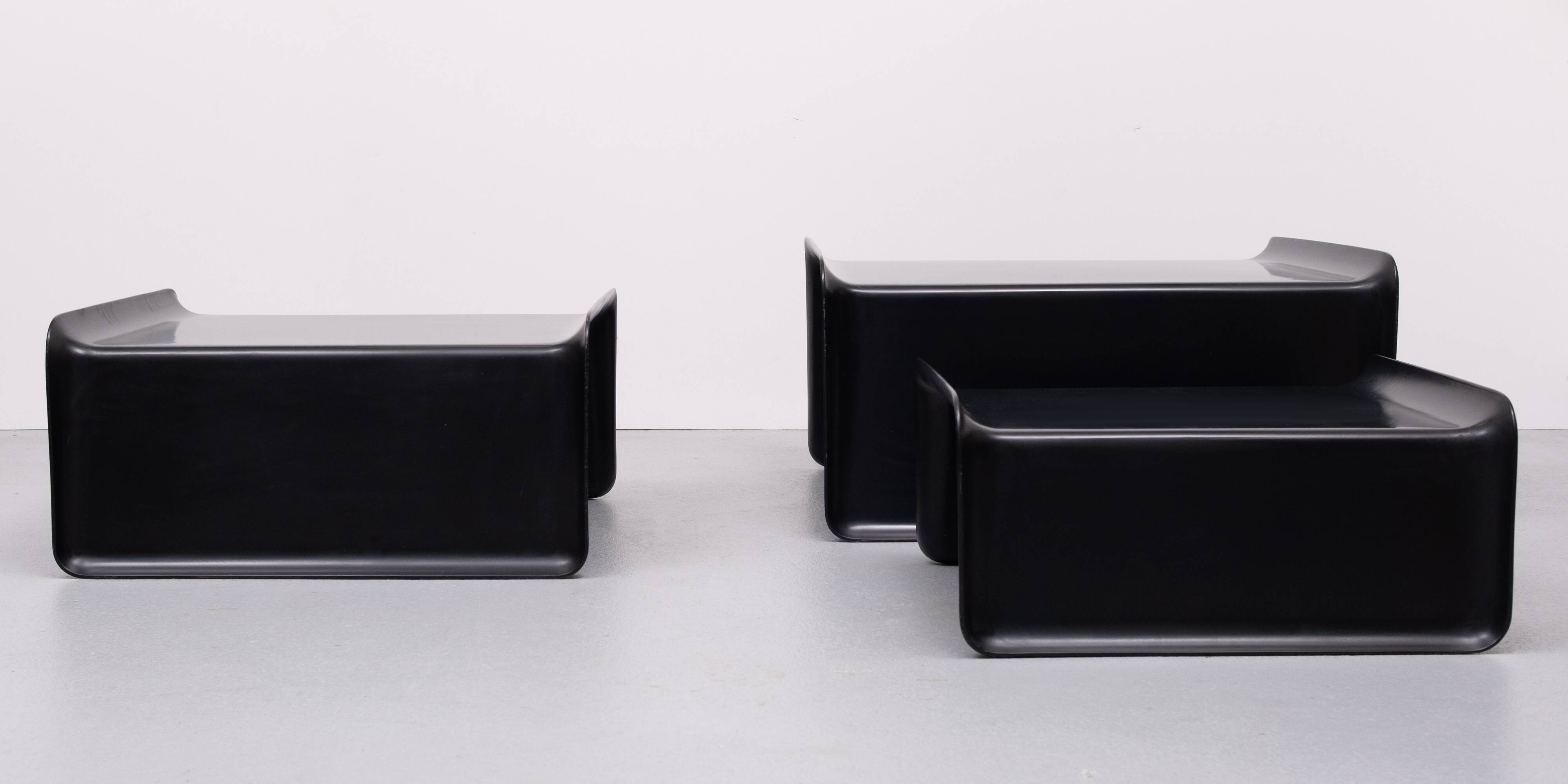 Rosenthal Large Black Fiberglass nesting tables 1970s Germany