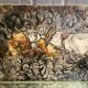 Oil painting on canvas with draft horses signed Ortega 86