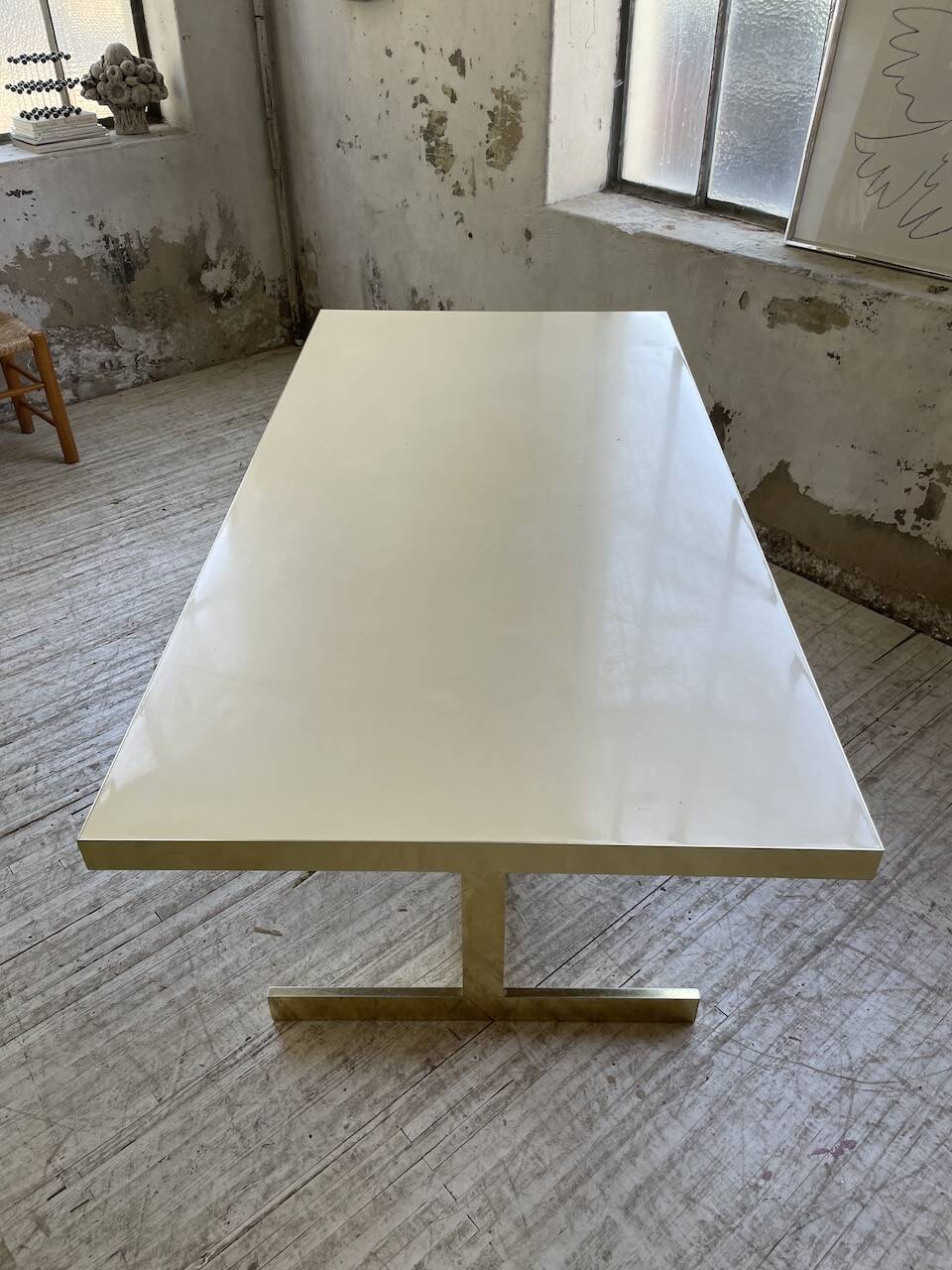 Brass table 1970 Italian lacquer