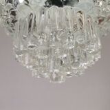 MidCentury Modern clear glass and copper colored aluminium hanging lamp, 1960s