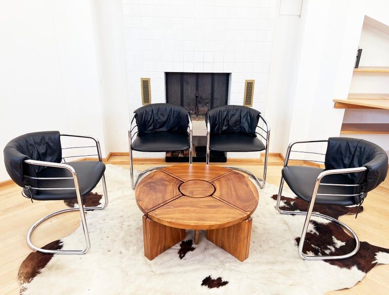 Modular "nuclear" bench + 5-piece coffee table 1940s