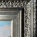 HST painting "Winter landscape with rider" signed Alberty XIX° + frame