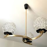 Chandelier 3 brass lights 1950