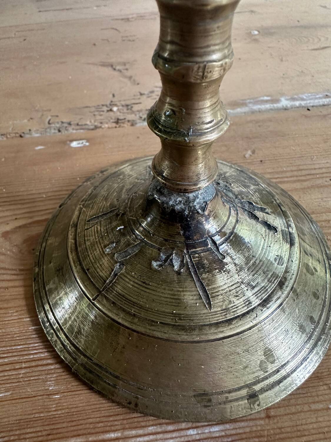 Five-branched brass candlestick