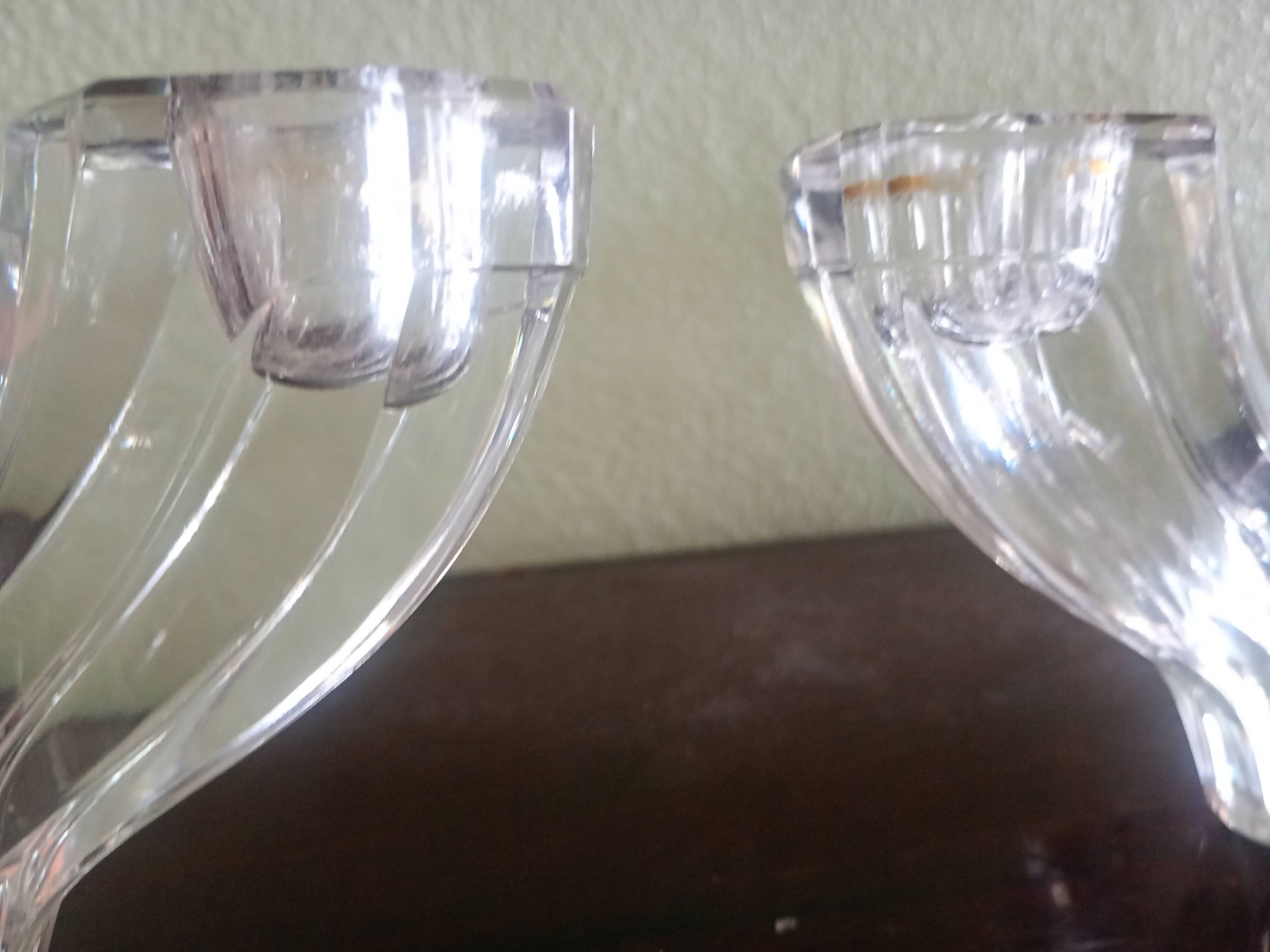 Val Saint Lambert - Pair of 4-light crystal candlesticks - modern design