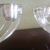 Val Saint Lambert - Pair of 4-light crystal candlesticks - modern design