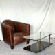 Table basse années 50 verre et laiton