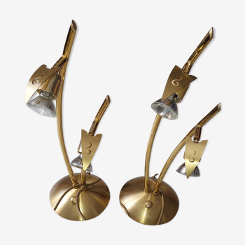 Set of 2 table lamps Hustadt Leuchten in vintage golden brass