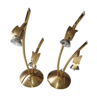 Set of 2 table lamps Hustadt Leuchten in vintage golden brass