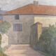 Painting landscape stamp of the artist's studio circa 1940