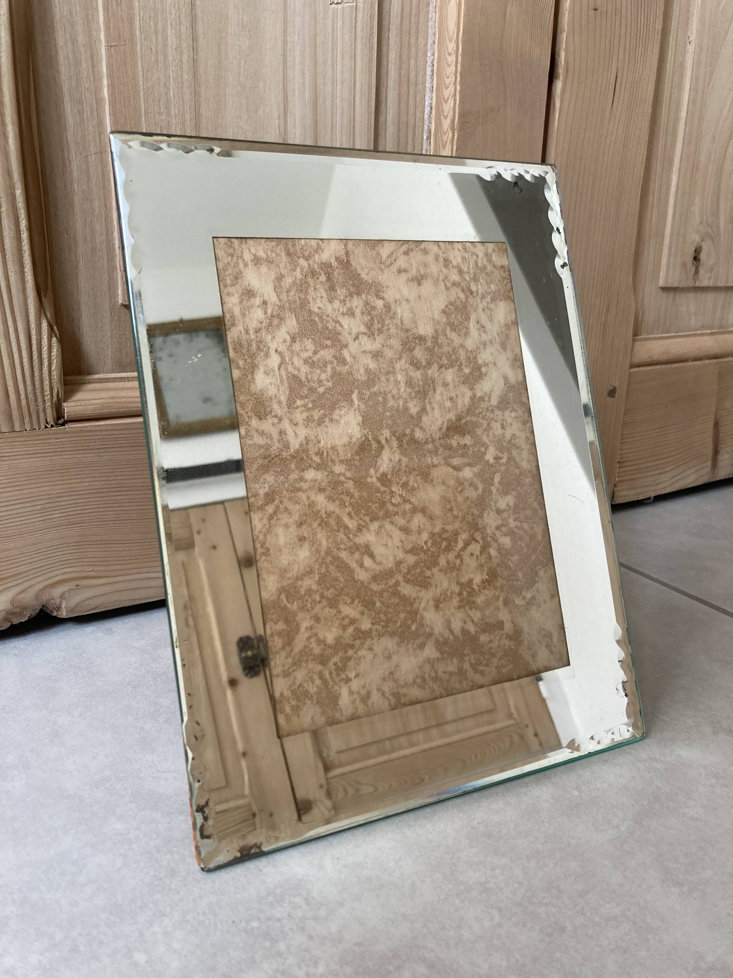 Beveled mirror photo frame 18 x 24cm 1940s