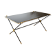 Black glass and brass coffee table in the 1960s