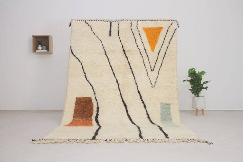 Traditional handmade wool woven boujaad rug 250cmx150cm