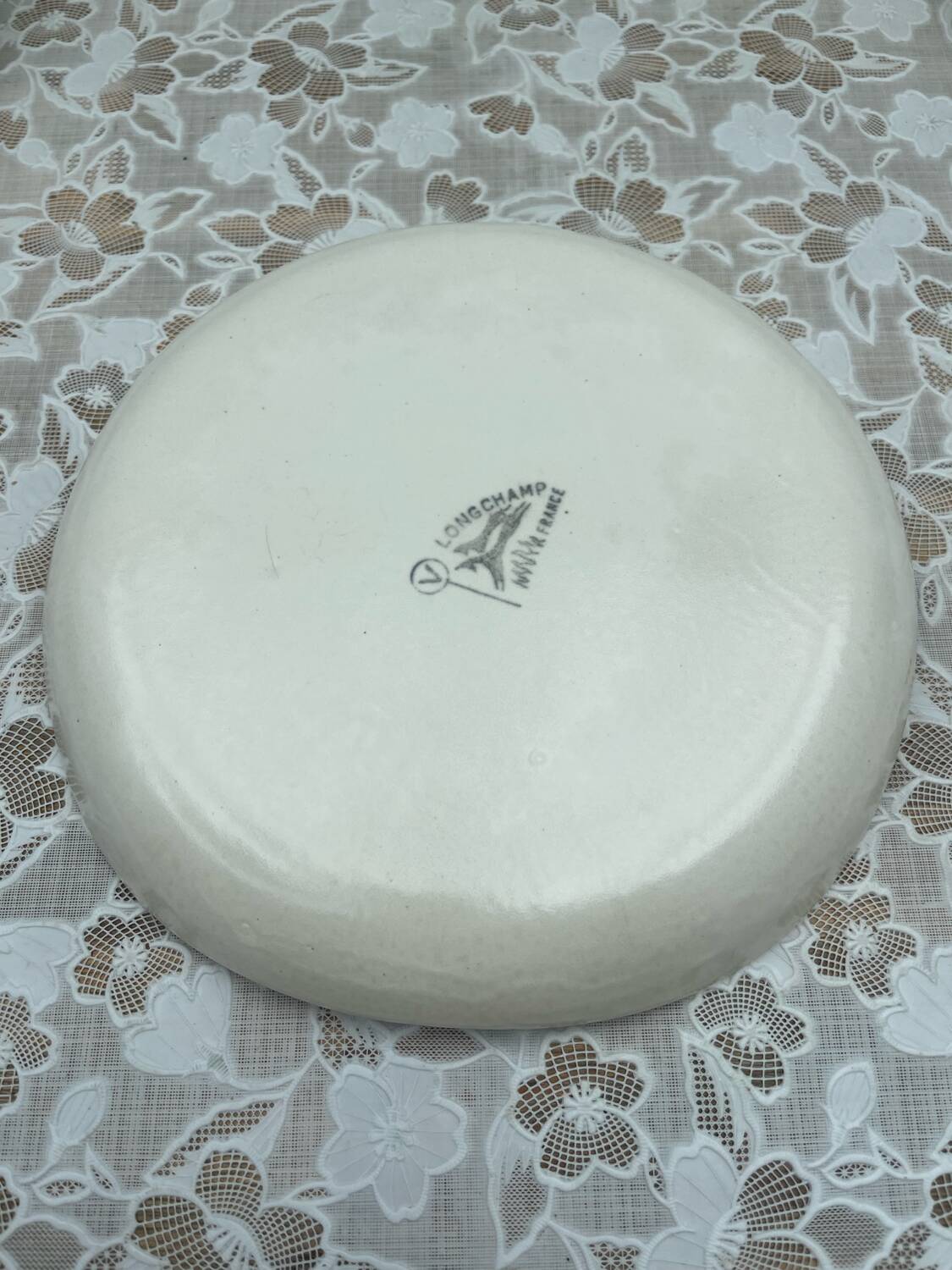 6 Longchamp Fondue Plates – 22 cm – Vintage Enameled Stoneware