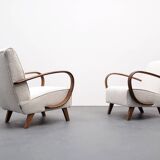 1930 Jindrich Halabala Bentwood Armchair in Ivory Premium Buckle