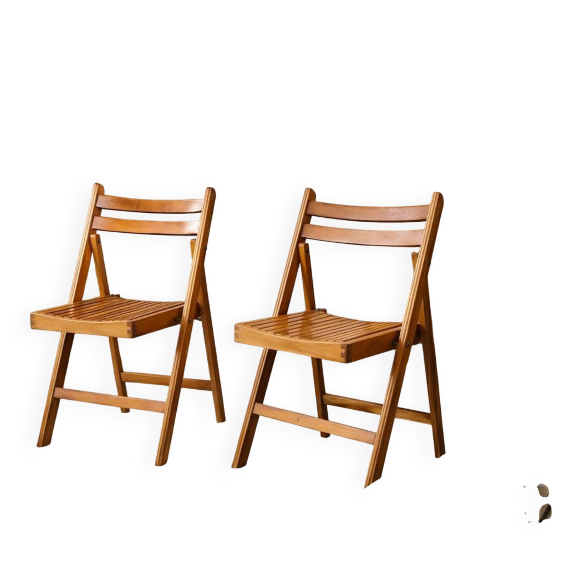 Vintage 1960s folding chairs in beech - set of 2 pieces.