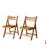 Vintage 1960s folding chairs in beech - set of 2 pieces.