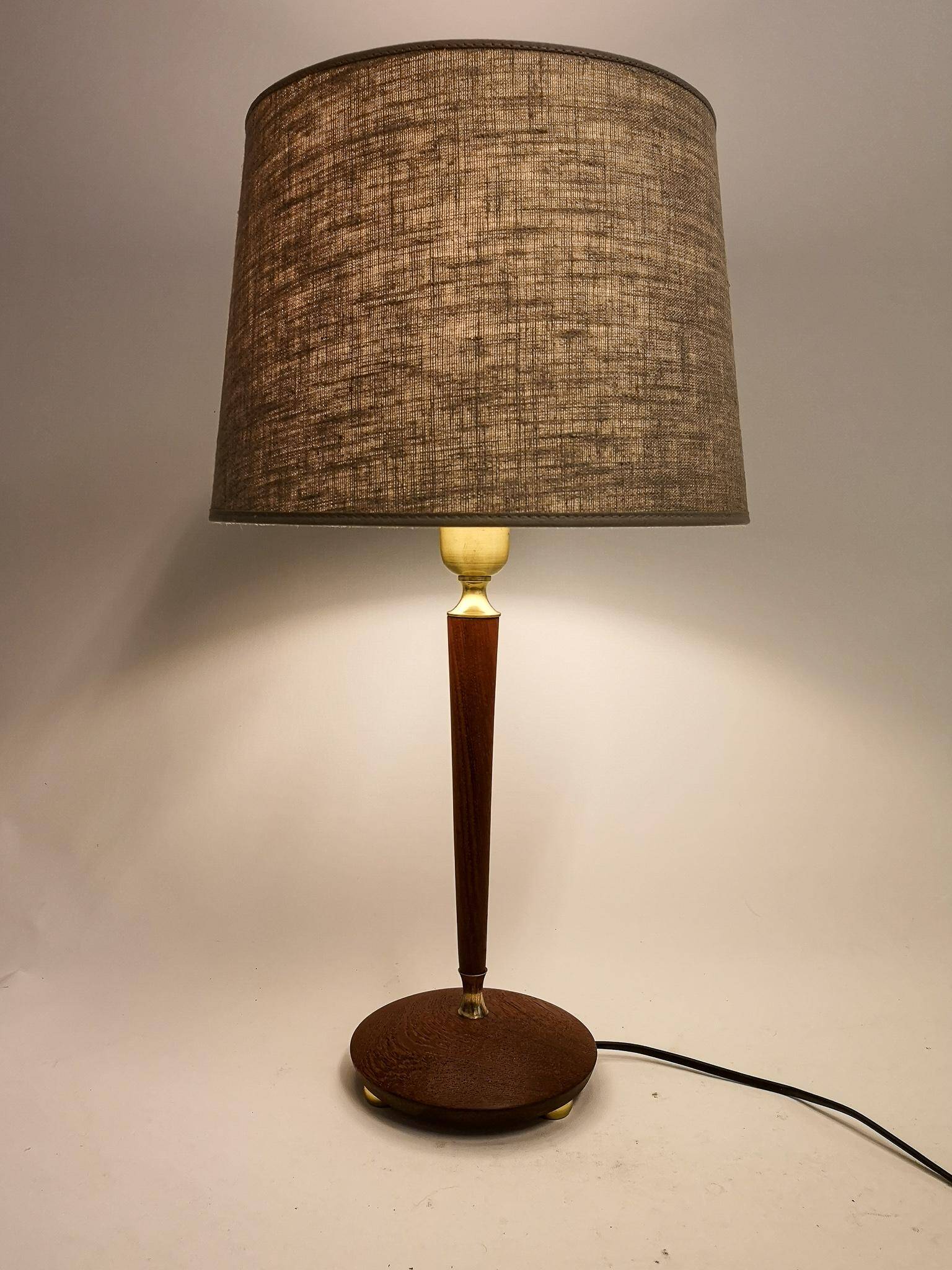 Teak and brass table lamp, mid-century, Sweden 1950s