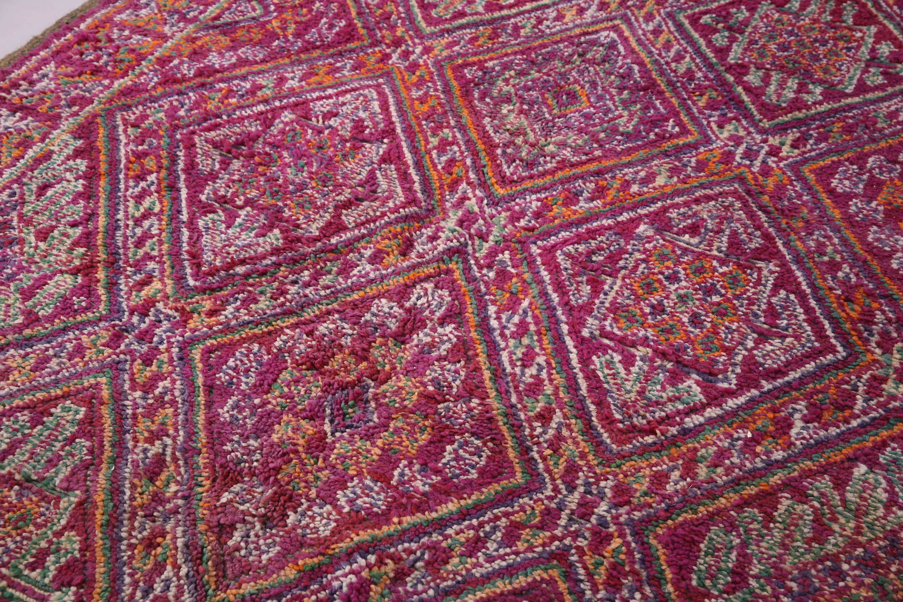 Vintage Moroccan Rug 203 x 340 cm - Moroccan Rug Purple - Berber rug Old
