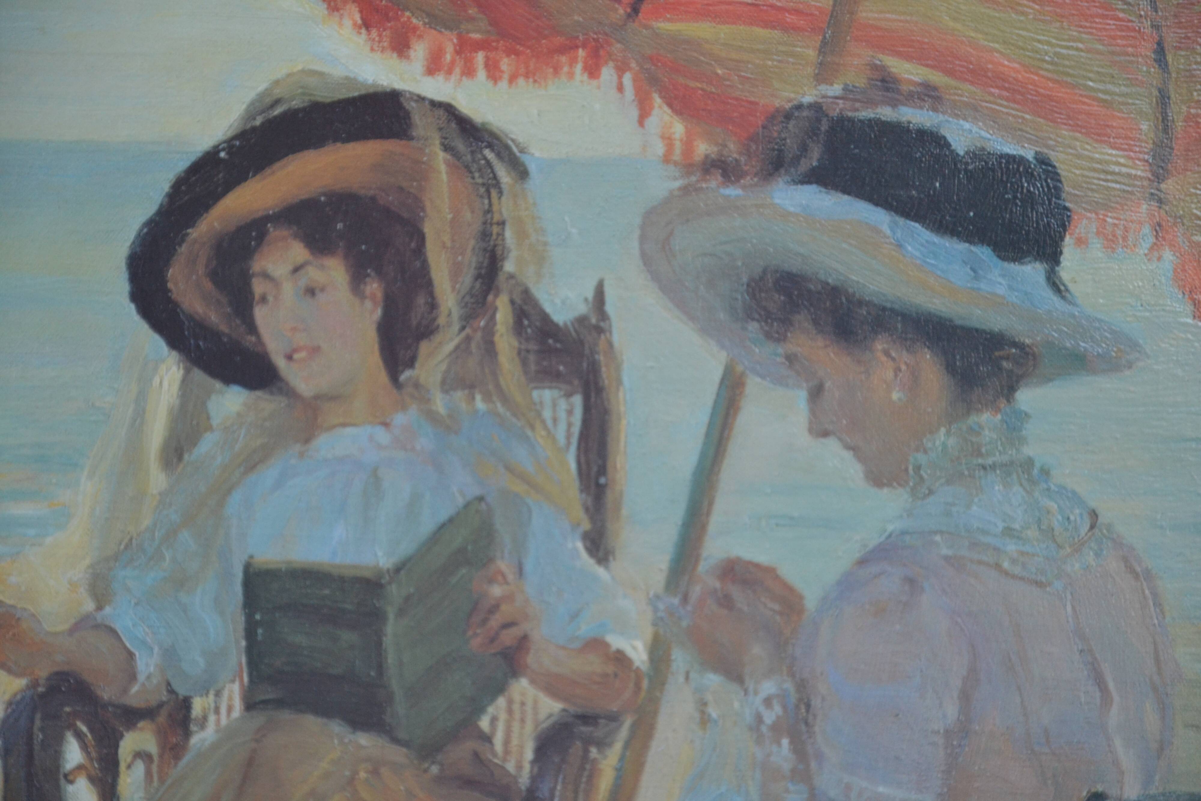 Painting Beach Scene Alfred Victor Fournier