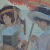 Painting Beach Scene Alfred Victor Fournier