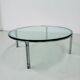 Table basse ronde vintage en verre et acier, signée Horst Brüning pour Kill International, années 1960
