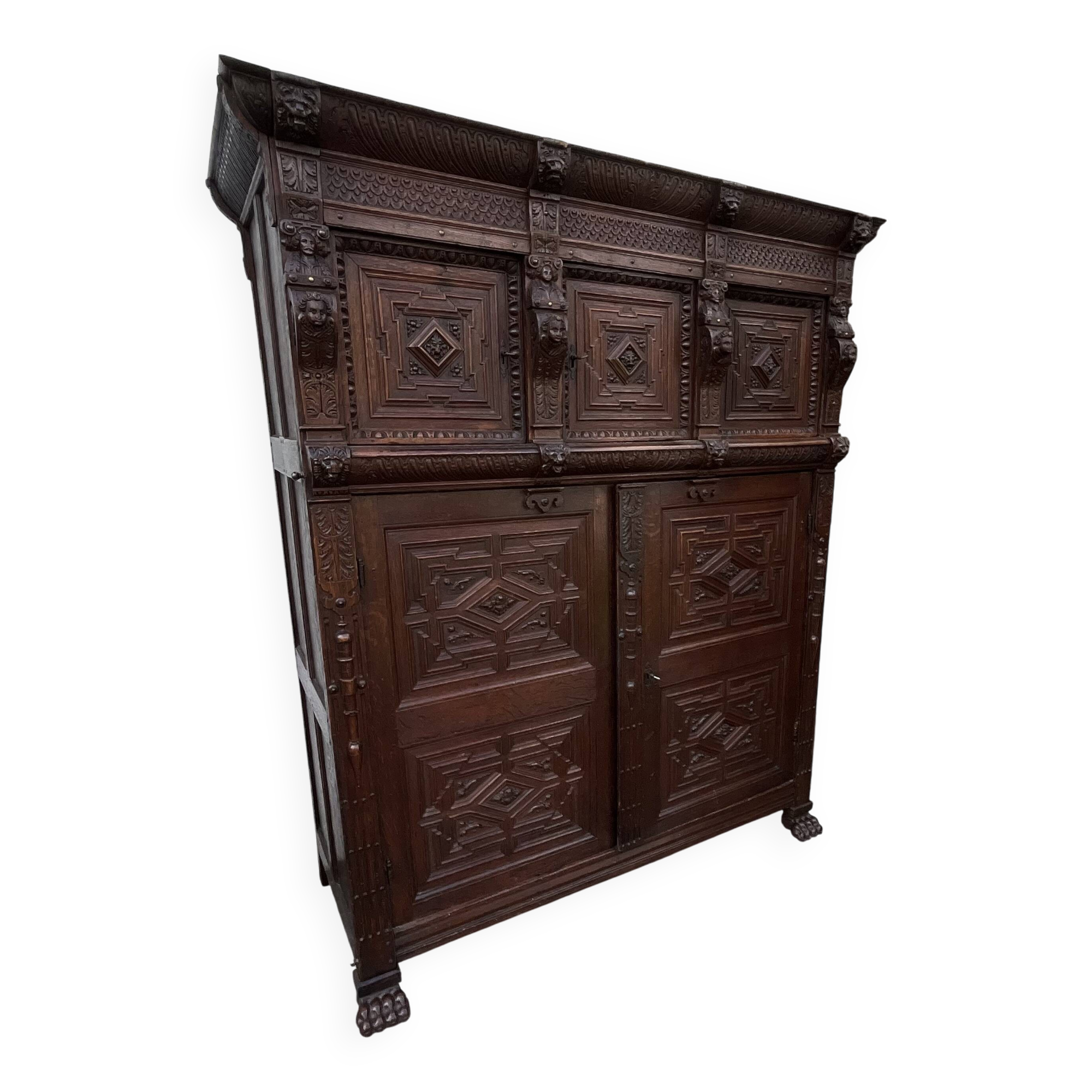 Renaissance Style Furniture in Solid Oak, Early 19th Century