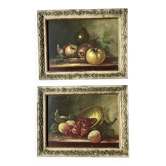 Pair of still life paintings with fruit, late 19th century.