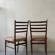 Lot de 2 chaises en bois filaire dans le gout de Gio PONTI , Italie 1970