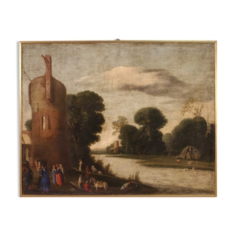 Peinture paysage flamand de la première moitié du 18ème siècle